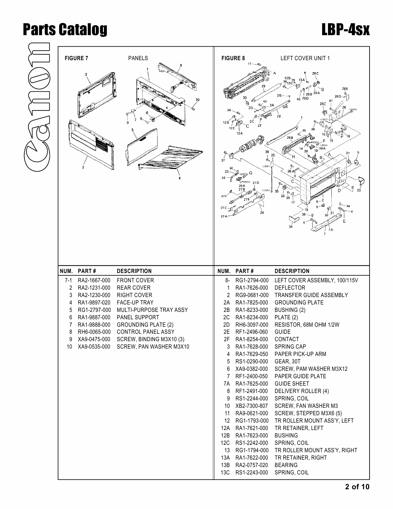 Canon imageCLASS LBP-4sx Parts Catalog Manual-2